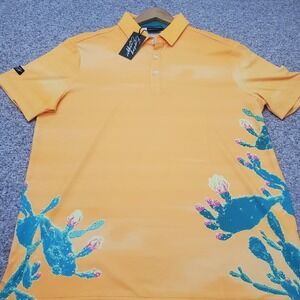 Sunday Swagger Polo Shirt Mens Medium Orange Cactus Desert Golf (New)($64)